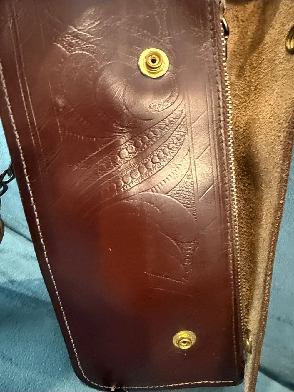 Saddle Cowhide Brown Leather Chain Crossbody